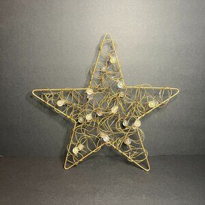 Decorative Metal Spiral Wired & Beaded Christmas Star Seasonal Decor 9.5"